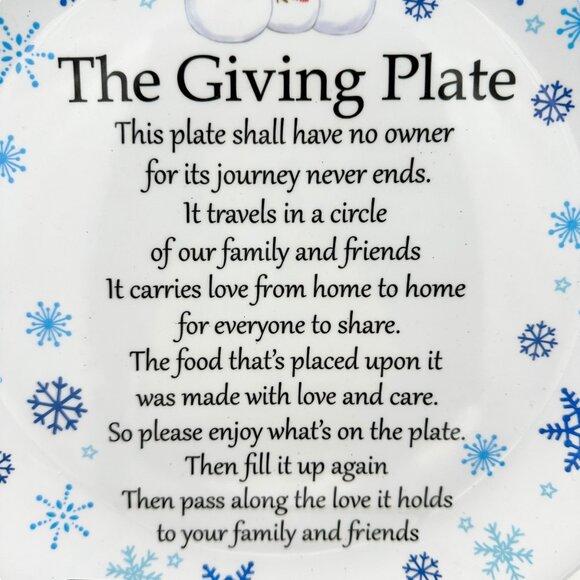 The Giving Plate 12" Round Snowy Snowman Design Melamine Dishwasher Safe Not Mic - Picture 3 of 6